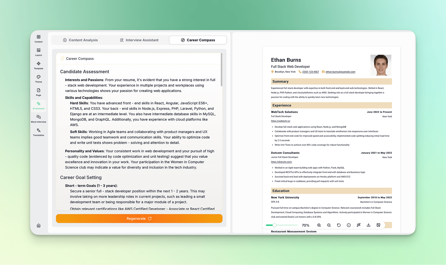 generate a comprehensive career planning report