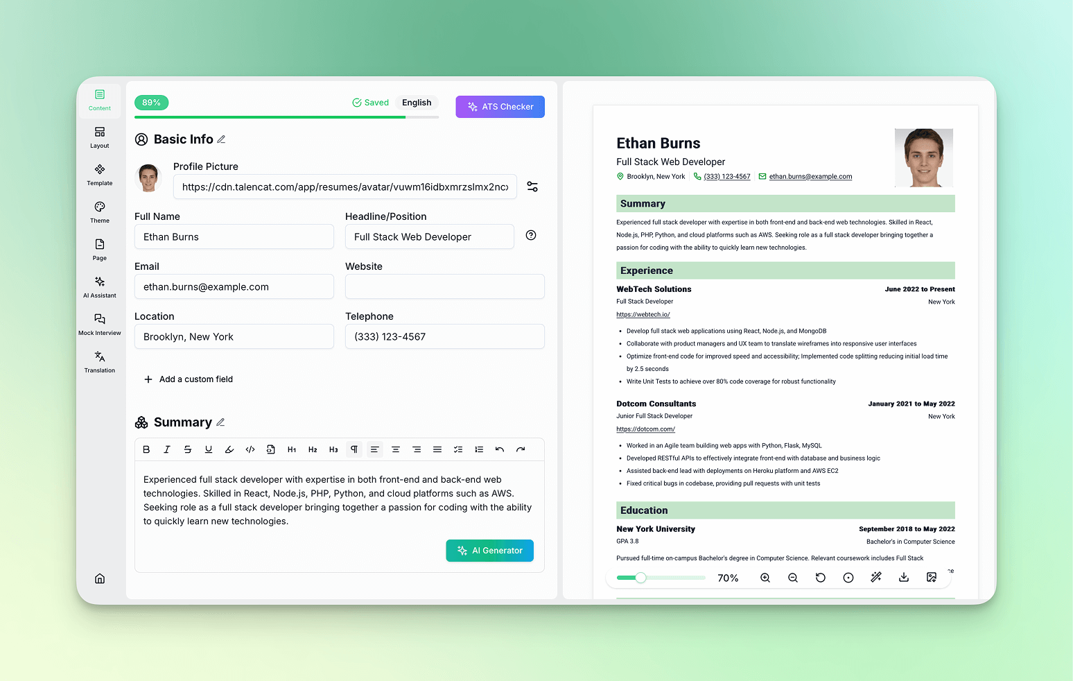 Built-In Resume Modules