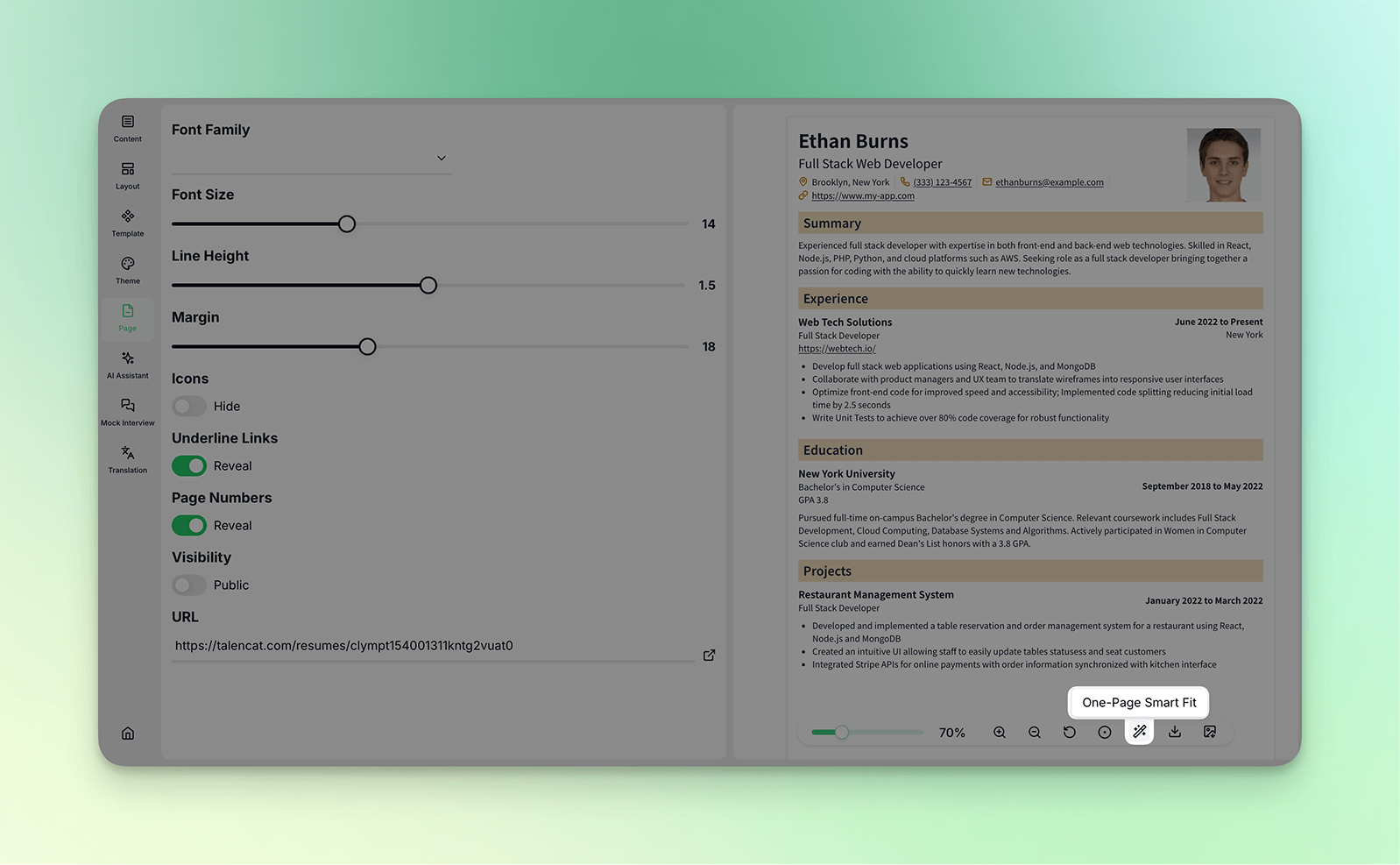 One-Page Smart Fit