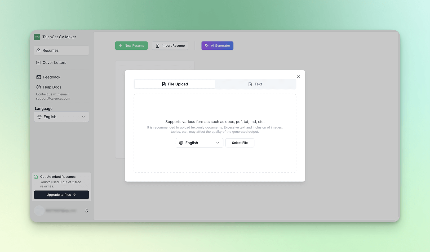 Upload a Resume File