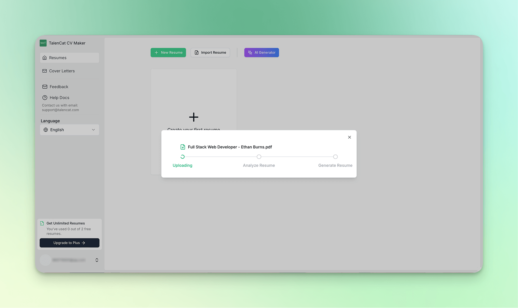 Automatically navigate to the Resumes